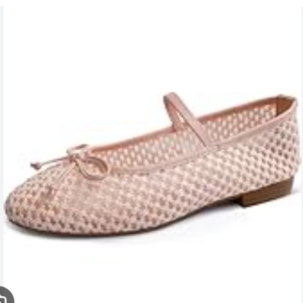 MUCCCUTE Apricot Raffia Rownd Toe Mary Jane Ballet Bow Flats Size 8.5 NWT - Picture 3 of 8
